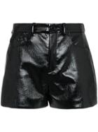 Saint Laurent Mid Rise Vinyl Cotton Blend Shorts - Black