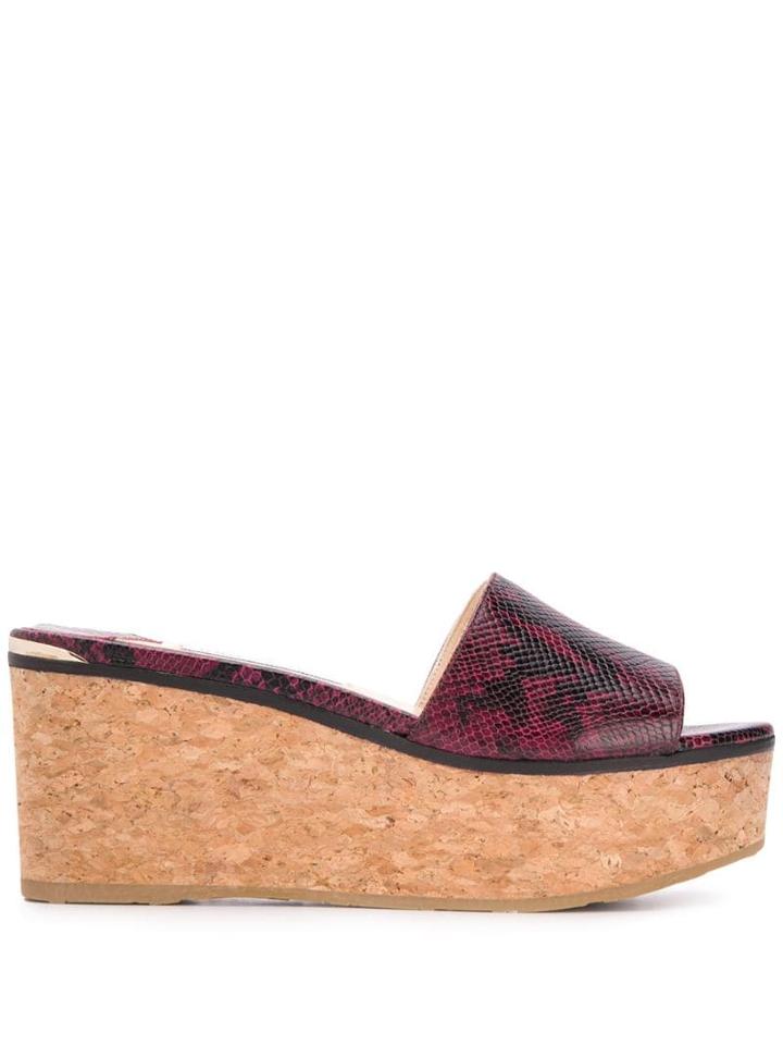 Jimmy Choo Deedee 80 Wedge Sandals - Red