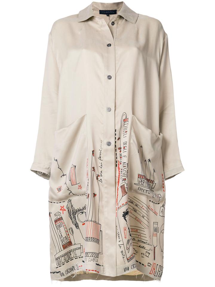 Miaoran Cartoon Shirt Coat - Nude & Neutrals