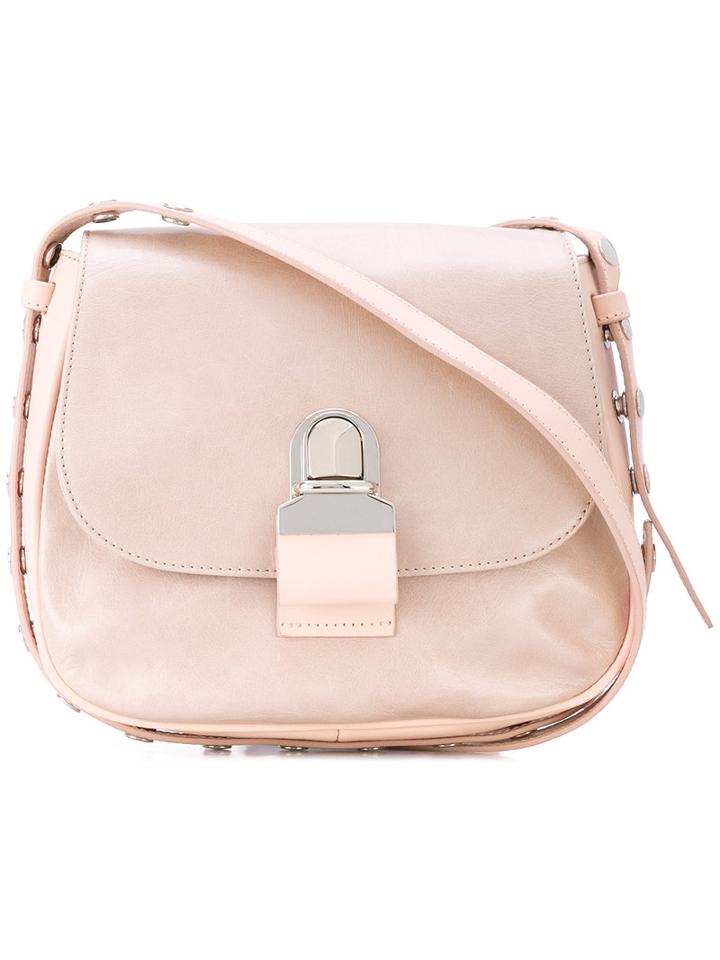 Mm6 Maison Margiela - Studded Trim Shoulder Bag - Women - Leather/polyester - One Size, Pink/purple, Leather/polyester