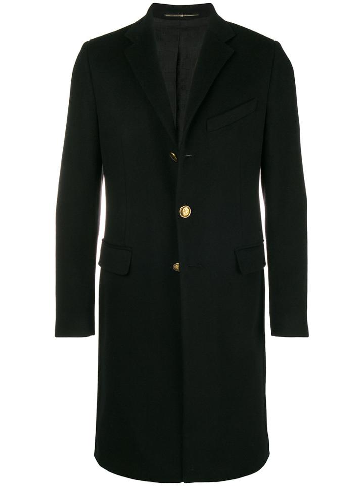 Givenchy Logo Button Mid-length Coat - Black