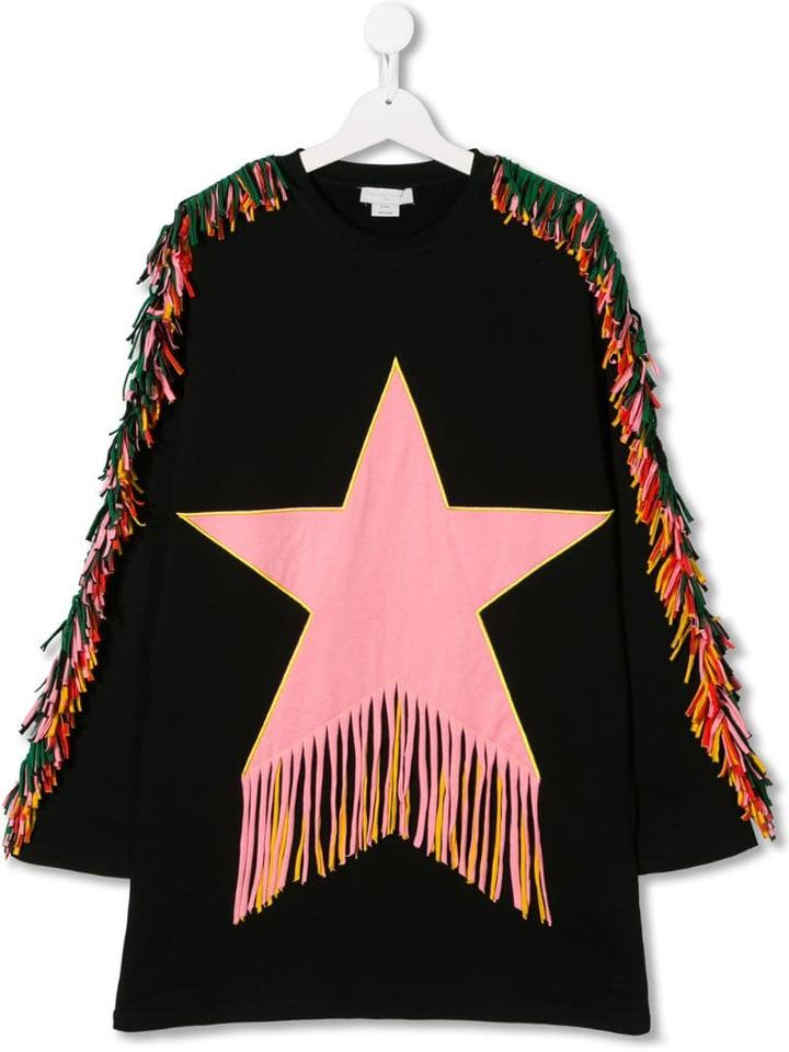 Stella Mccartney Kids Fringed Star Dress - Black