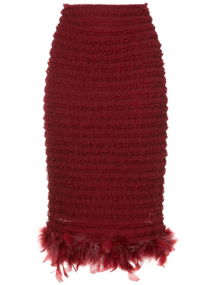 Tu Es Mon Trésor Feather Mesh Frill Skirt - Red