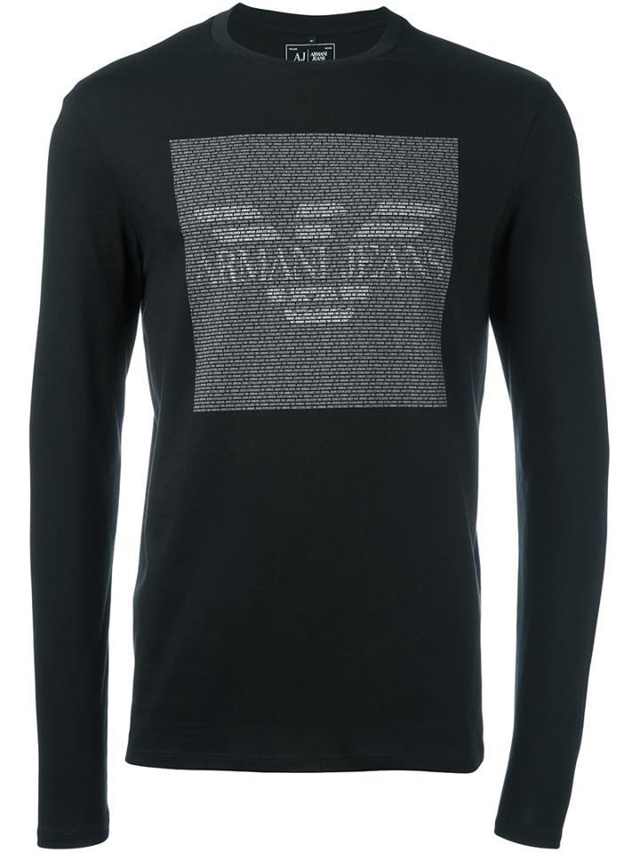 Armani Jeans Logo Print Sweatshirt, Men's, Size: Xl, Black, Cotton