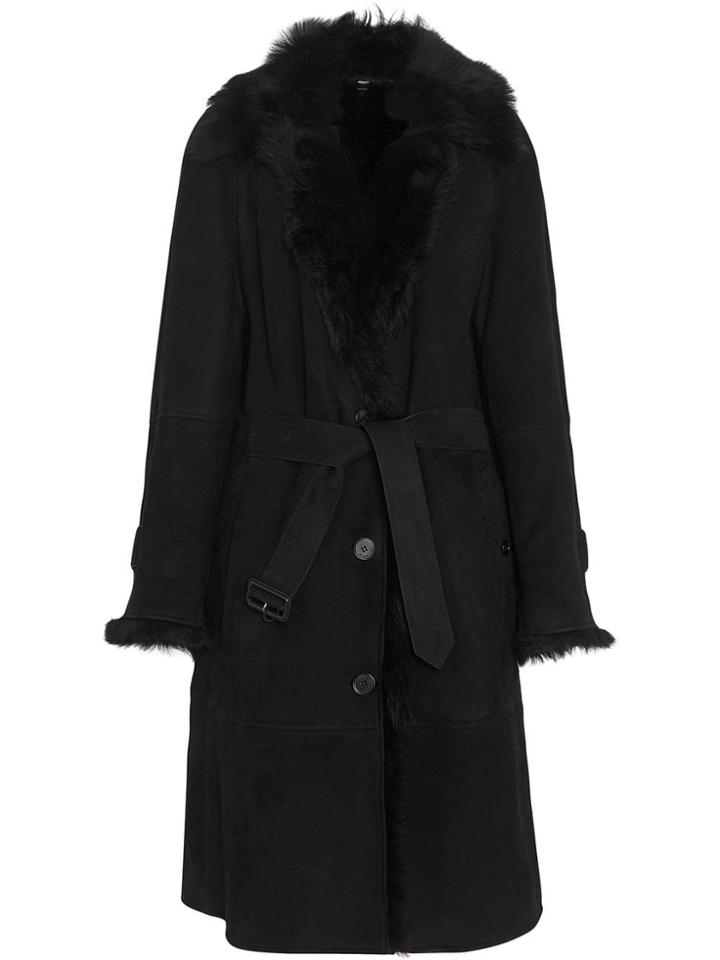 Burberry Shearling Car Coat - Black