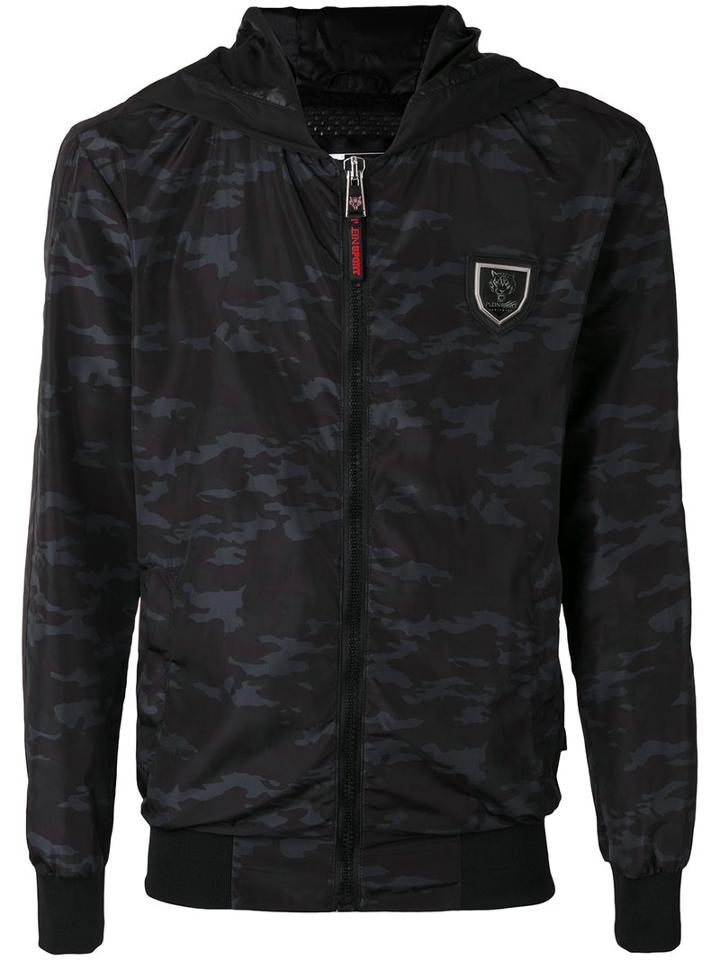 Plein Sport - Camouflage Hooded Jacket - Men - Polyester/spandex/elastane - L, Black, Polyester/spandex/elastane