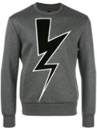 Neil Barrett - Lightning Bolt Sweatshirt - Men - Cotton/polyurethane/viscose - Xs, Grey, Cotton/polyurethane/viscose