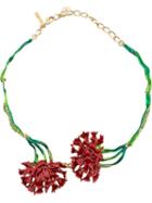 Oscar De La Renta Flower Necklace, Women's, Red, Acetate