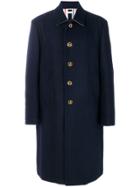 Thom Browne Relaxed Bal Collar Overcoat Shell In Navy Double Face