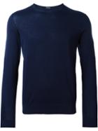Drumohr Crew Neck Jumper, Men's, Size: 54, Blue, Cotton