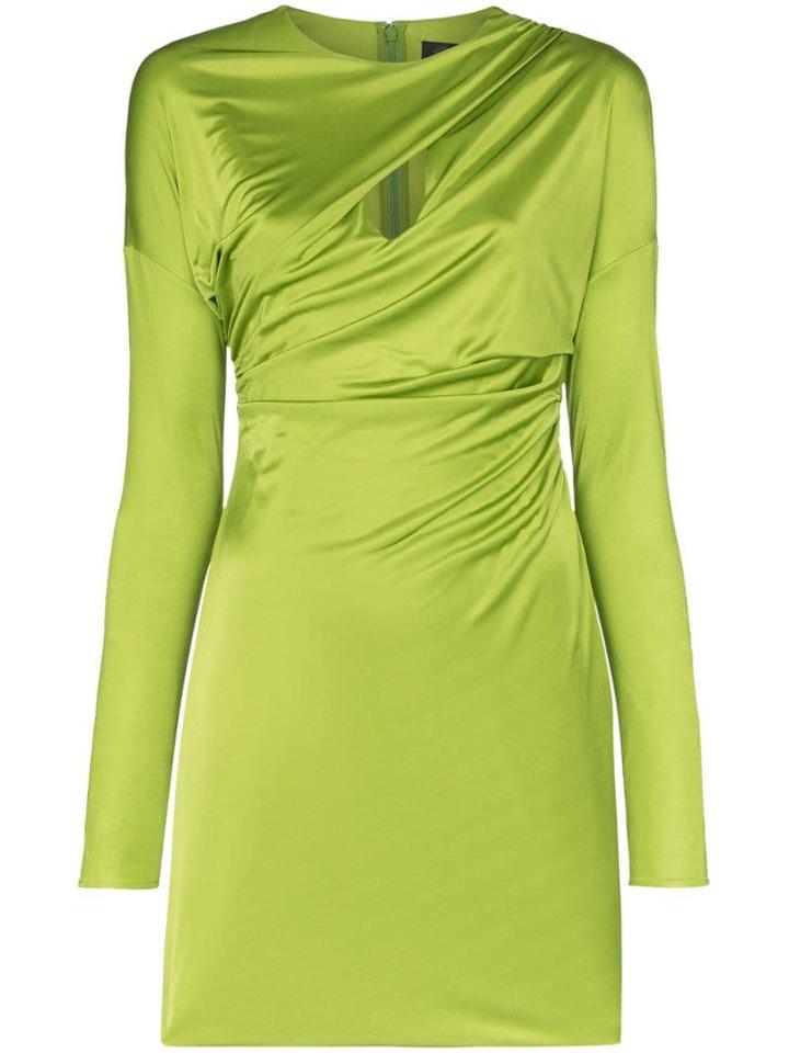 Versace Ruched Slash-front Mini Dress - Green