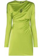 Versace Ruched Slash-front Mini Dress - Green