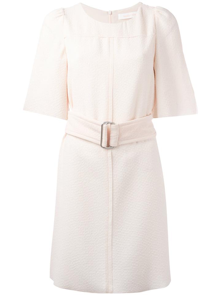 See By Chloé - Belted Mini Dress - Women - Polyester/viscose - 38, Women's, Pink/purple, Polyester/viscose