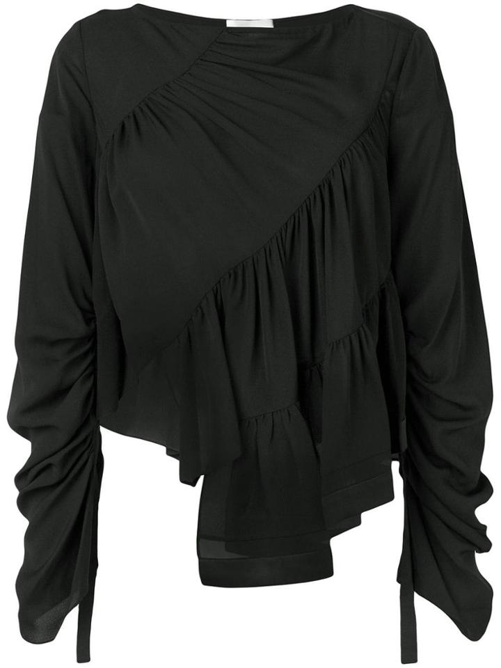 3.1 Phillip Lim Long Sleeve Ruffle Blouse - Black