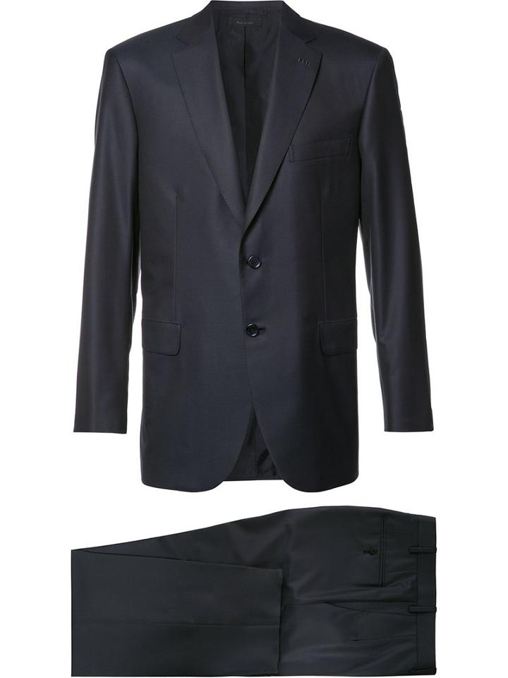 Brioni Classic Tailored Trousers, Men's, Size: 54, Blue, Wool