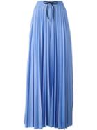 Msgm Pleated Contrast Stripe Palazzo Pants, Women's, Size: 40, Blue, Polyamide/polyester