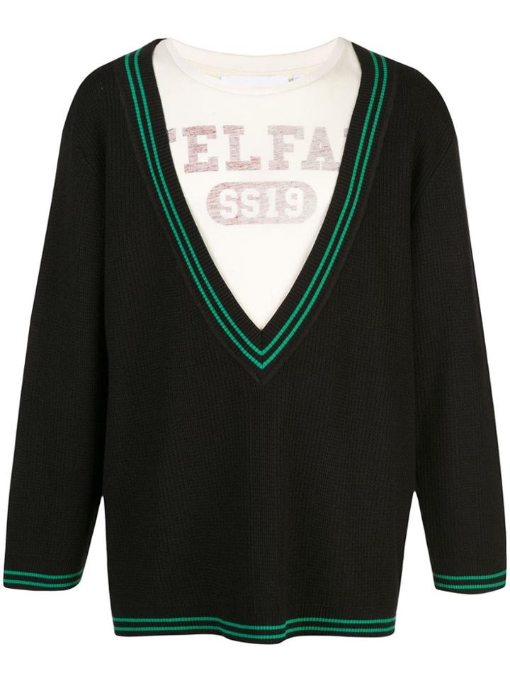 Telfar Mesh Deep V Knit Jumper - Black