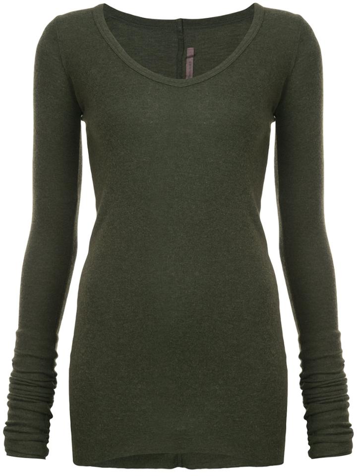 Rick Owens Lilies Deep V-neck Longline Knitted Top - Green