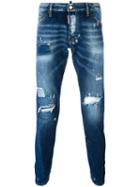 Dsquared2 Sexy Twist Distressed Bleach Jeans, Men's, Size: 50, Blue, Cotton