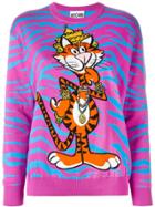 Moschino Crowned Tiger Intarsia Jumper - Pink & Purple