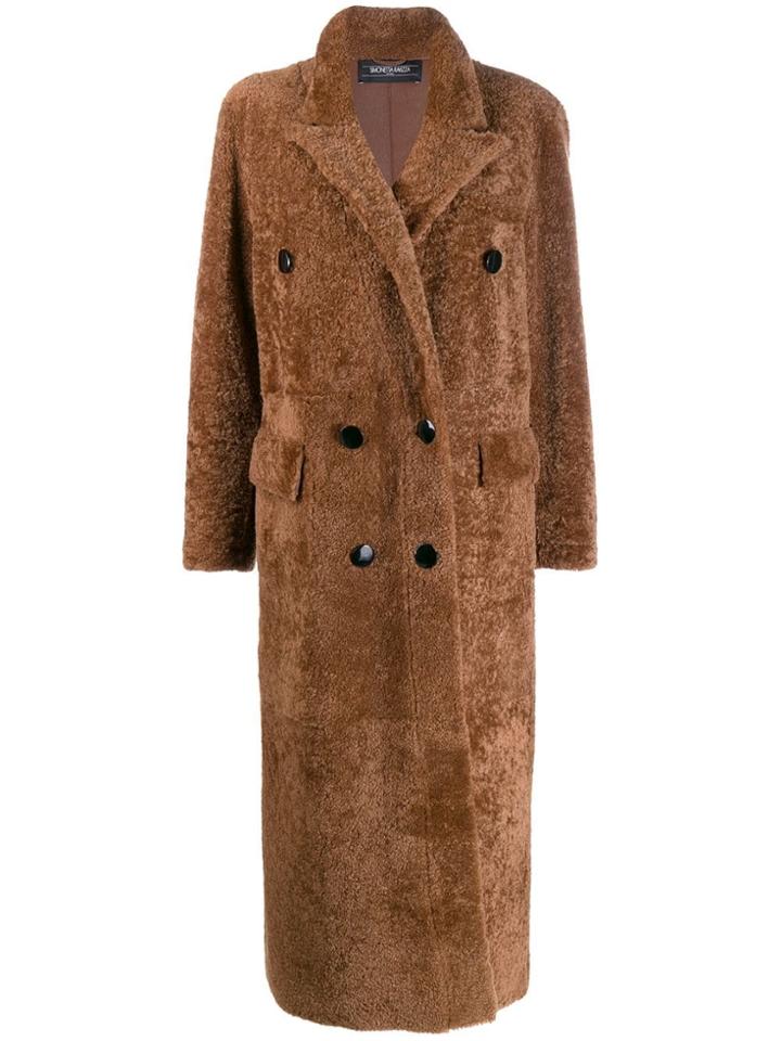 Simonetta Ravizza Shearling Double Breasted Coat - Brown