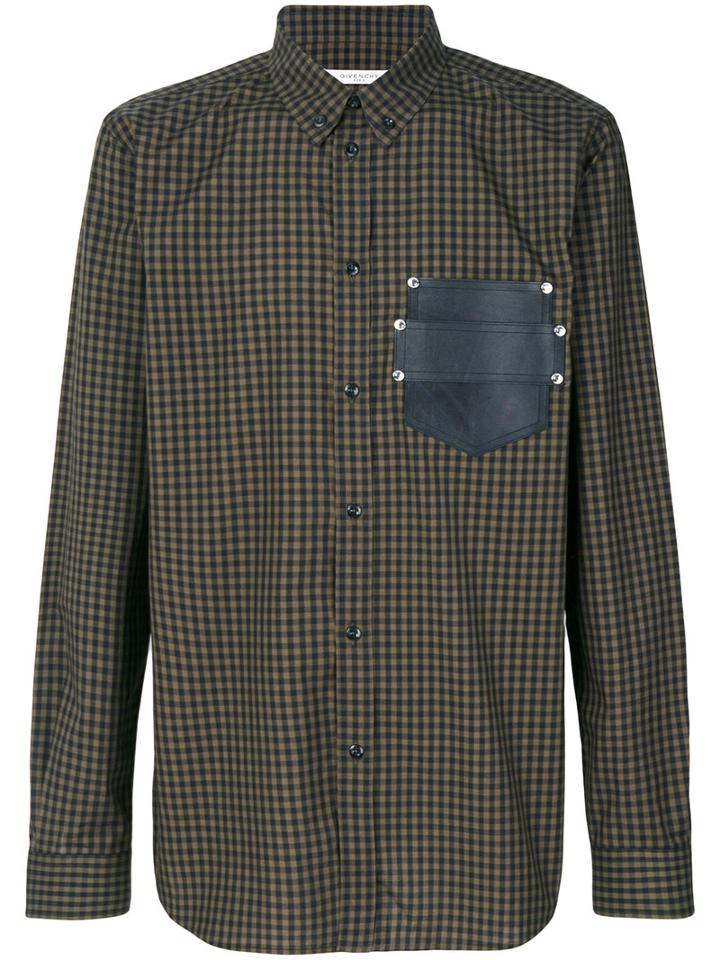 Givenchy - Checked Button-down Shirt - Men - Cotton/calf Leather - 41, Green, Cotton/calf Leather