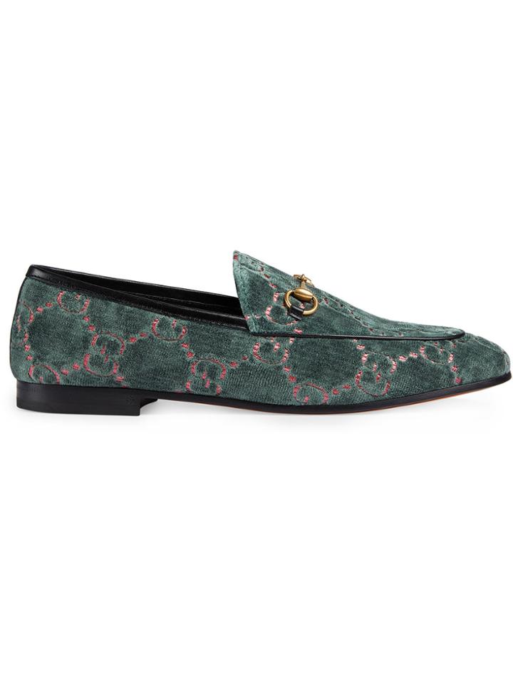 Gucci Gucci Jordaan Gg Velvet Loafers - Blue