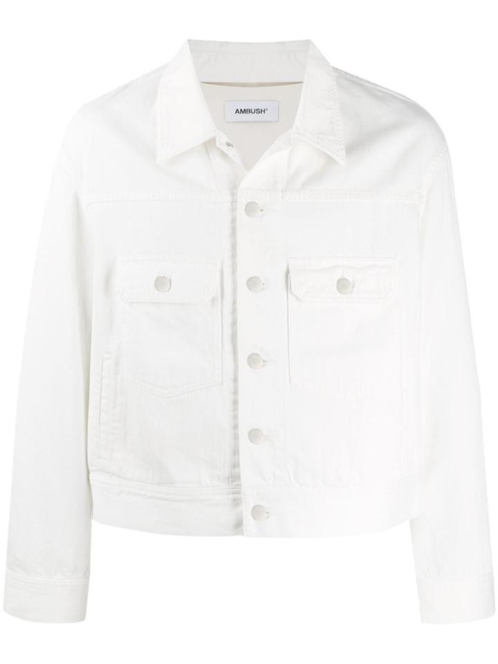 Ambush Logo Print Denim Jacket - White