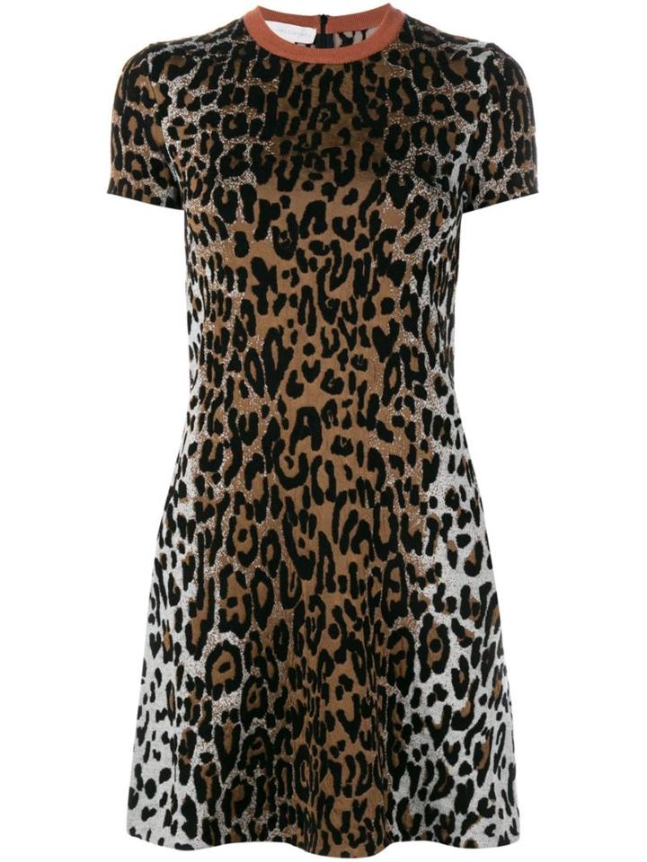 Stella Mccartney Cheetah Print Jacquard Dress, Women's, Size: 46, Black, Polyamide/viscose/wool