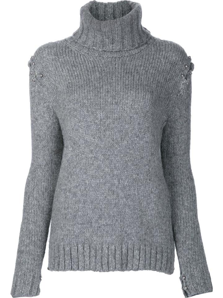 Beau Souci Embellished Roll-neck Jumper - Grey