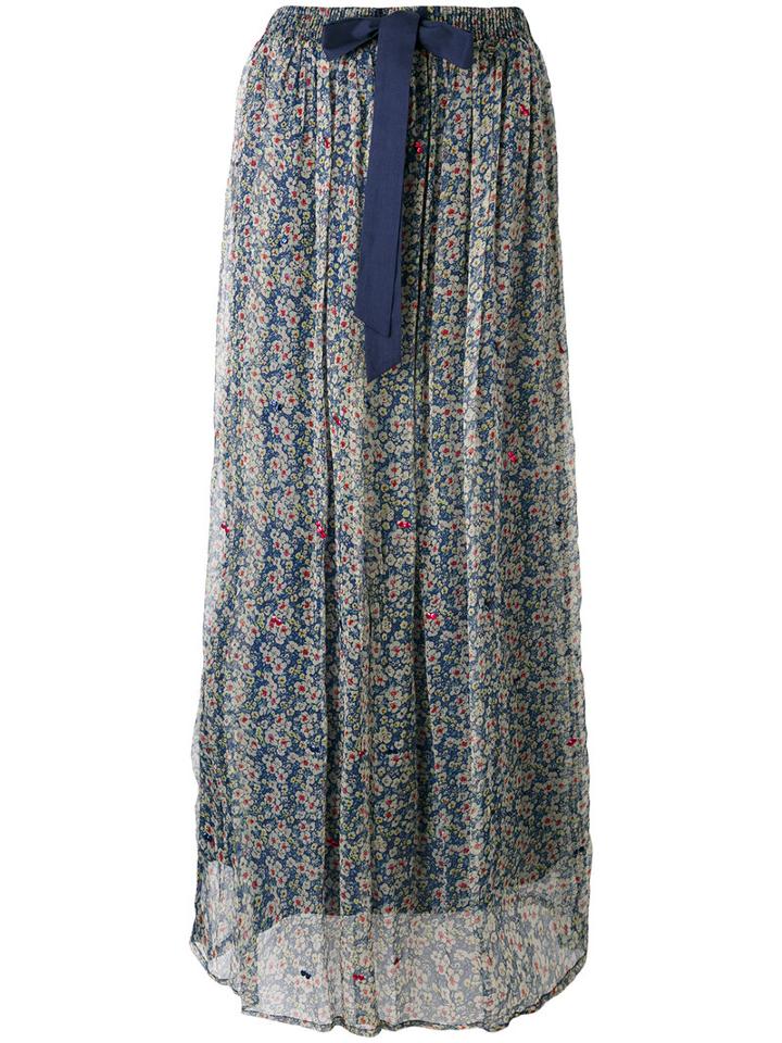 Twin-set - Floral Print Sheer Skirt - Women - Cotton/viscose - S, Women's, Blue, Cotton/viscose