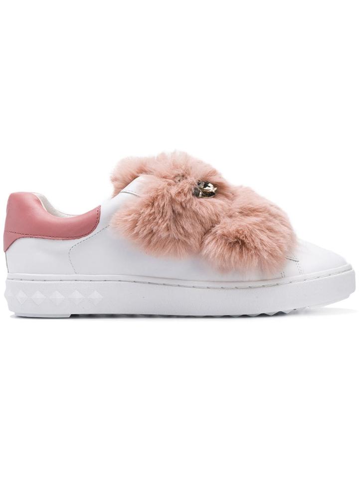 Ash Fur Strap Sneakers - White