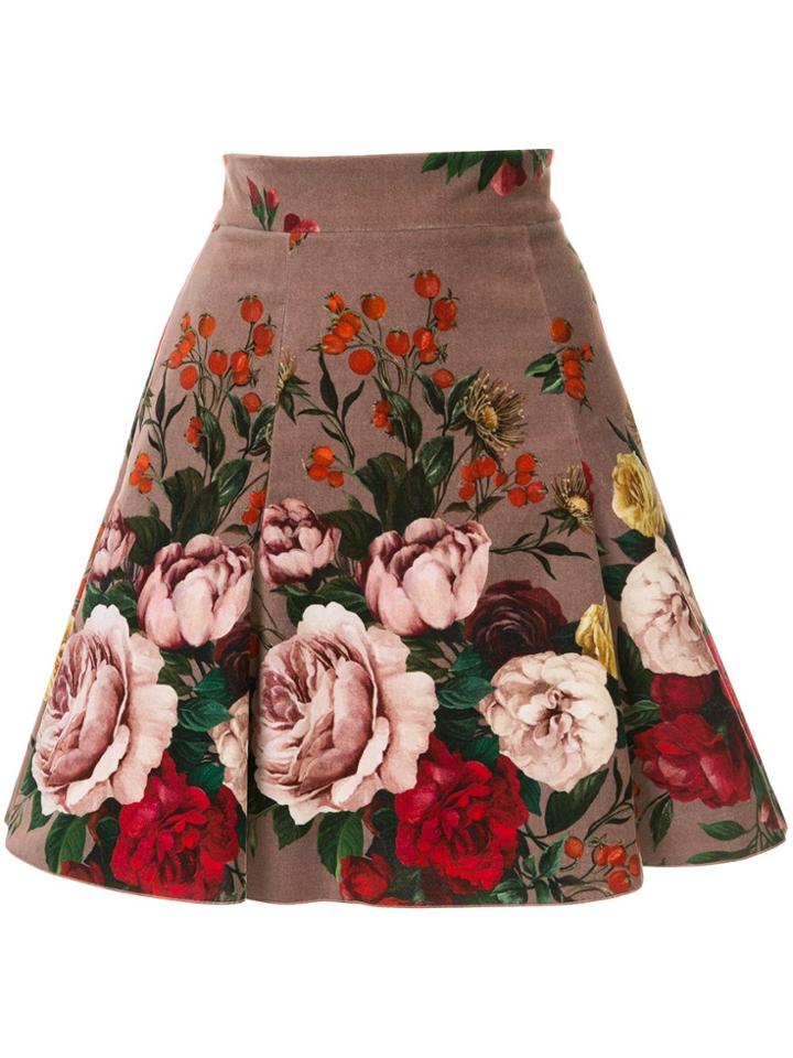 Dolce & Gabbana Floral-print A-line Skirt - Purple
