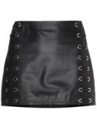 Beau Souci Leather Mini Skirt With Lace Up Detail - Black