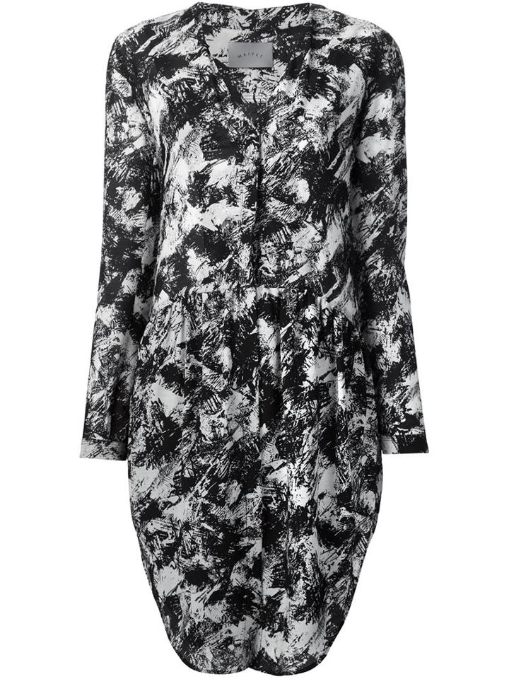 Maiyet Printed Shirt Dress, Women's, Size: 8, Black, Silk