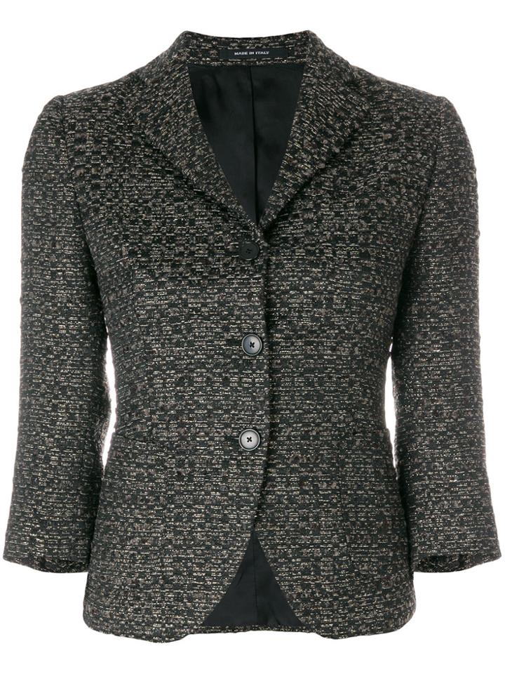Tagliatore Textured Fitted Blazer - Black