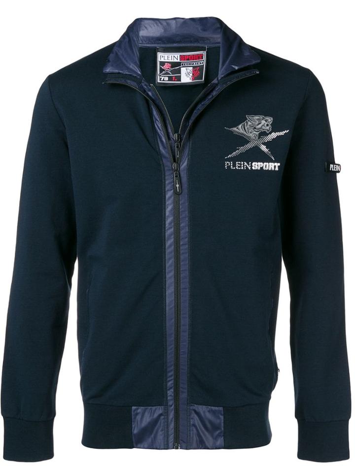 Plein Sport Zip Front Logo Sports Jacket - Blue