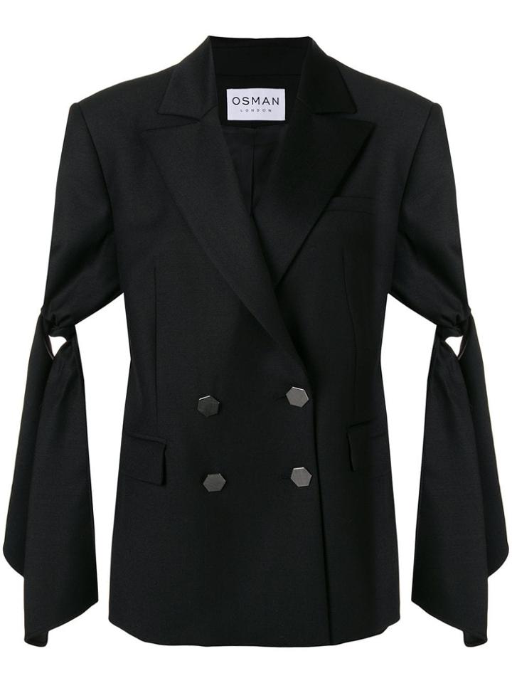 Osman Oversized Tailored Tuxedo Jacket - Black