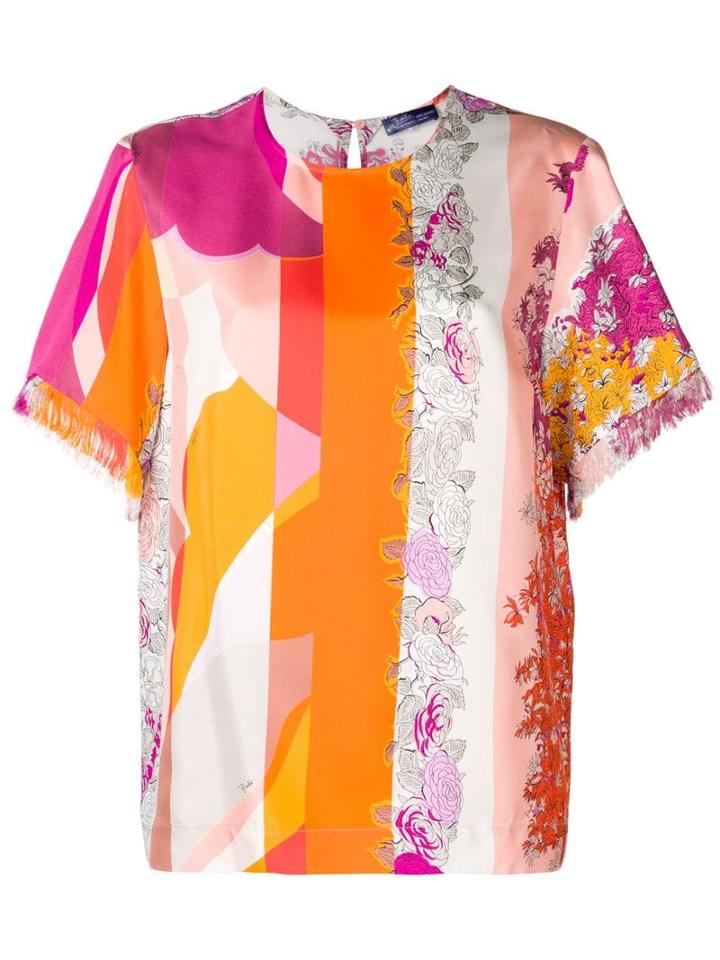 Emilio Pucci Fringed Detailing Floral Blouse - Pink