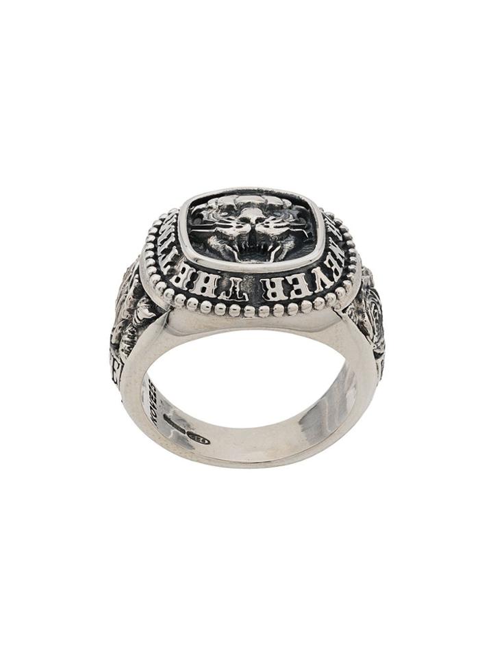 Nove25 Engraved Animal Head Ring - Silver