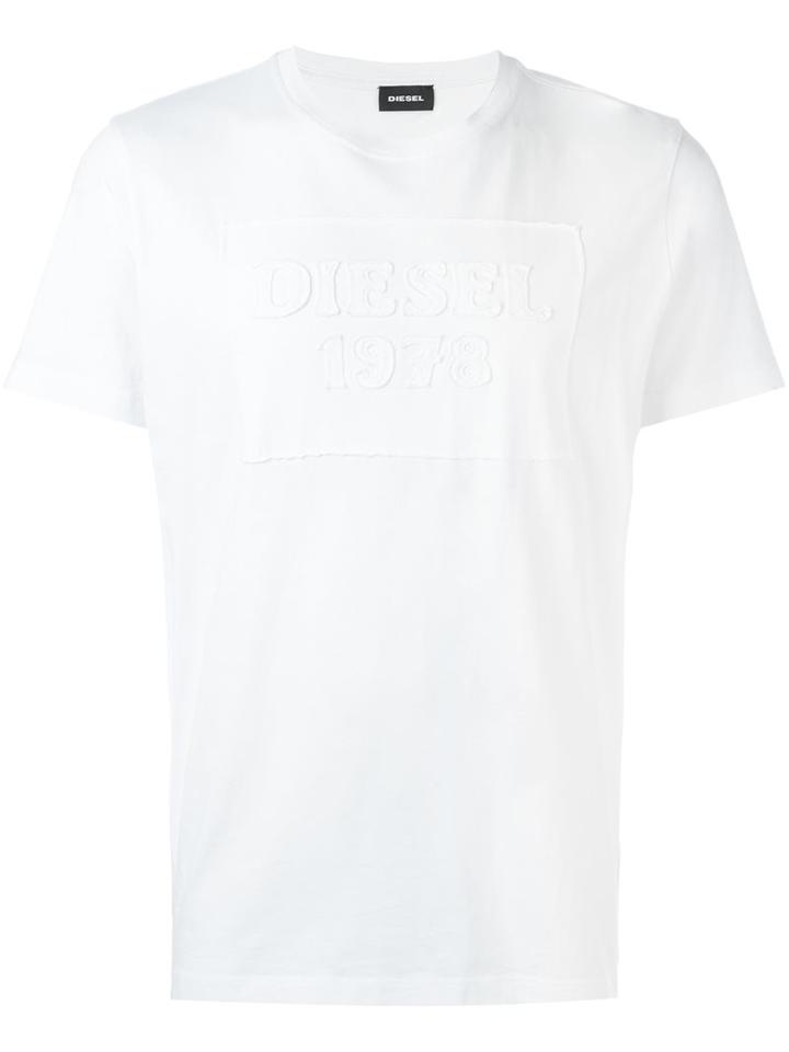 Diesel Logo Print T-shirt, Men's, Size: Small, White, Cotton