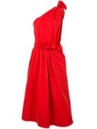 Goen.j One Shoulder Ruffled Dress - Red
