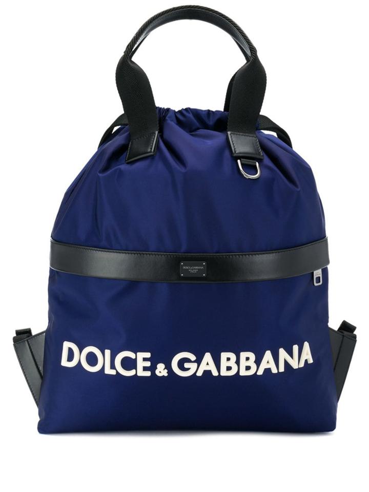 Dolce & Gabbana Logo Print Shell Backpack - Blue