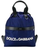 Dolce & Gabbana Logo Print Shell Backpack - Blue