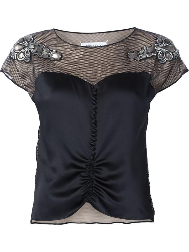 Maison Margiela Semi-sheer Embellished Blouse