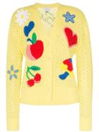 Mira Mikati Appliqué Patch-detail Knitted-cotton Cardigan - Yellow