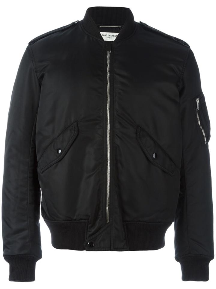 Saint Laurent Relaxed Fit Bomber Jacket - Black