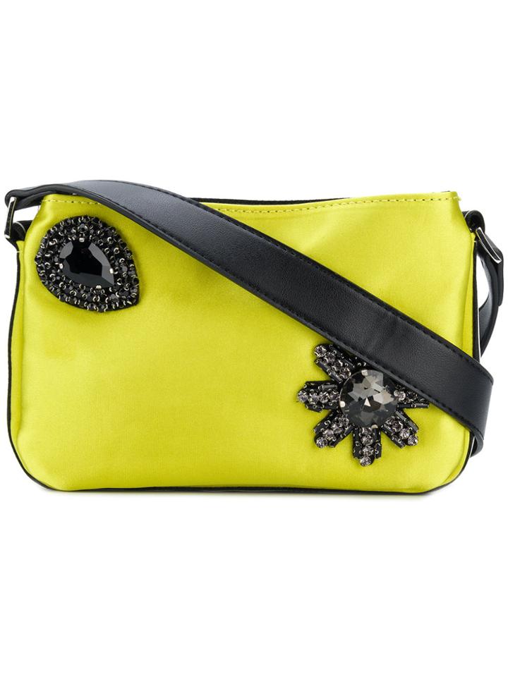 Pinko Brooch Embellished Shoulder Bag - Yellow & Orange