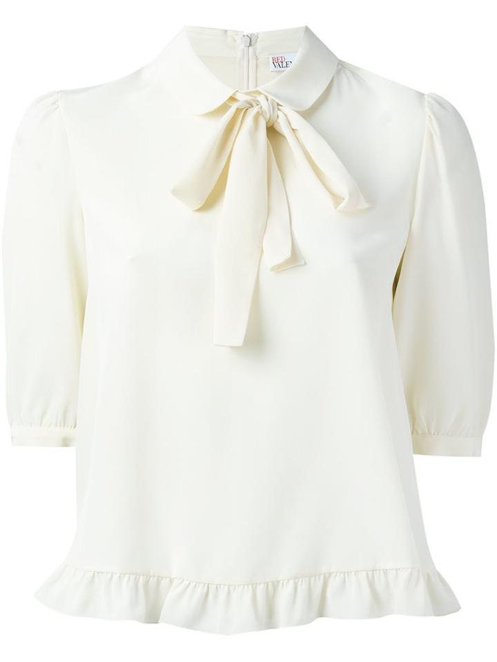 Red Valentino Ruffled Hem Pussybow Blouse, Women's, Size: 42, White, Silk