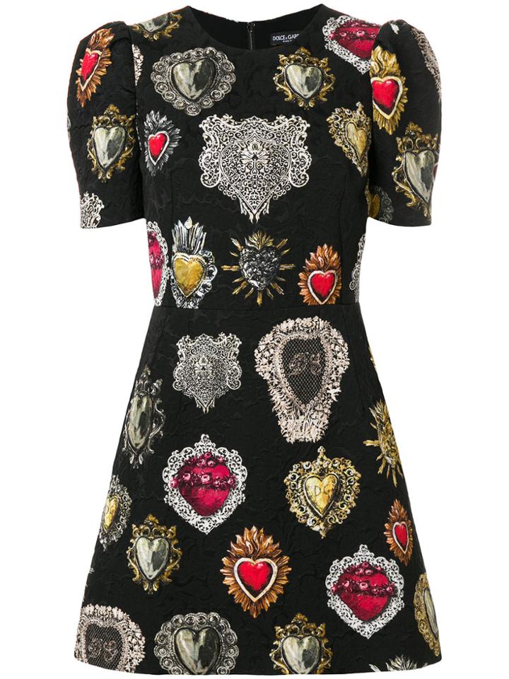 Dolce & Gabbana Jacquard Crest Motif Dress - Black